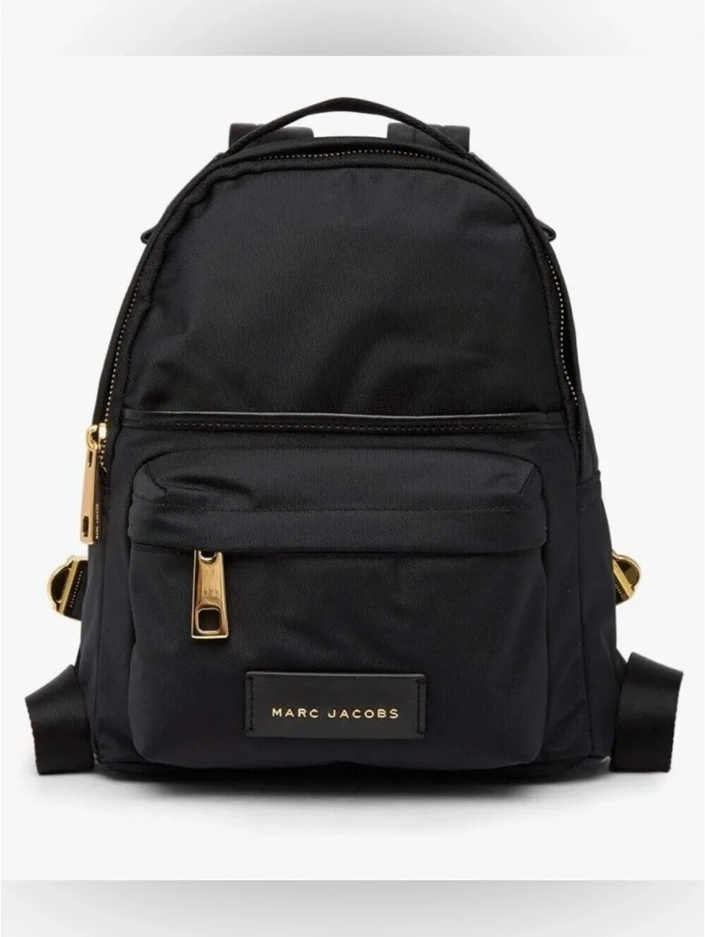 Marc Jacobs Nylon Varsity Small Backpack Black Gold Hardware